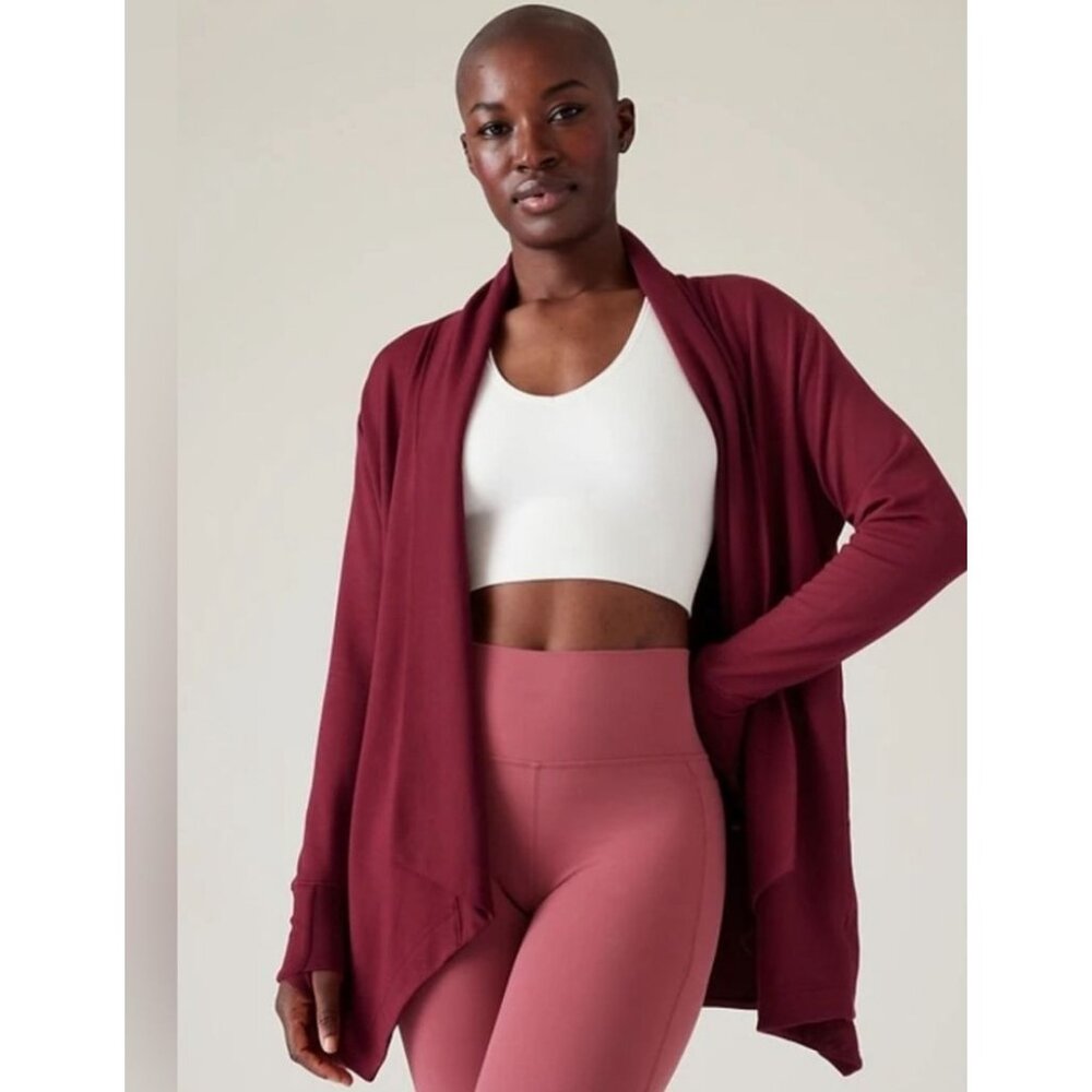 Athleta Womens Berry Pranyana yoga wrap long sleeve size Large